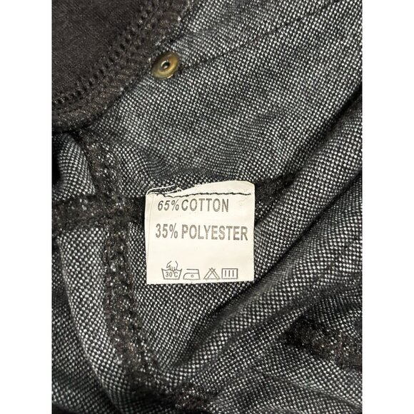 Black Womens Slim Fit Cotton/Polyester Pants With Gold Zipper Accents - Picture 3 of 10